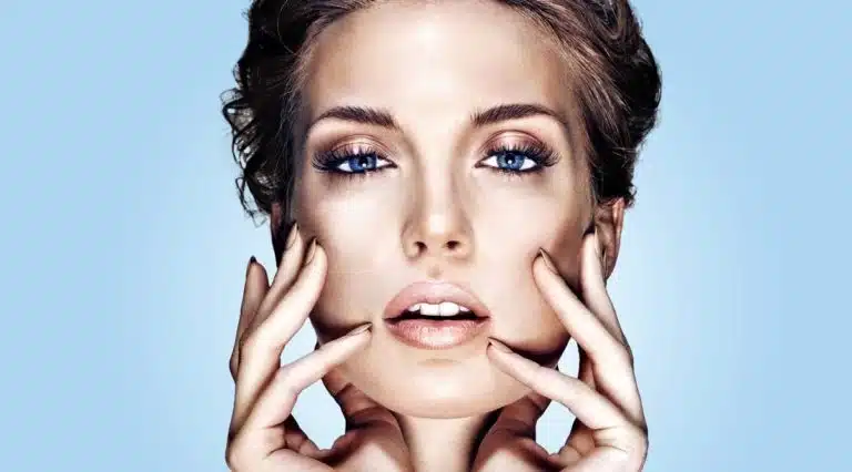 Lady holding face